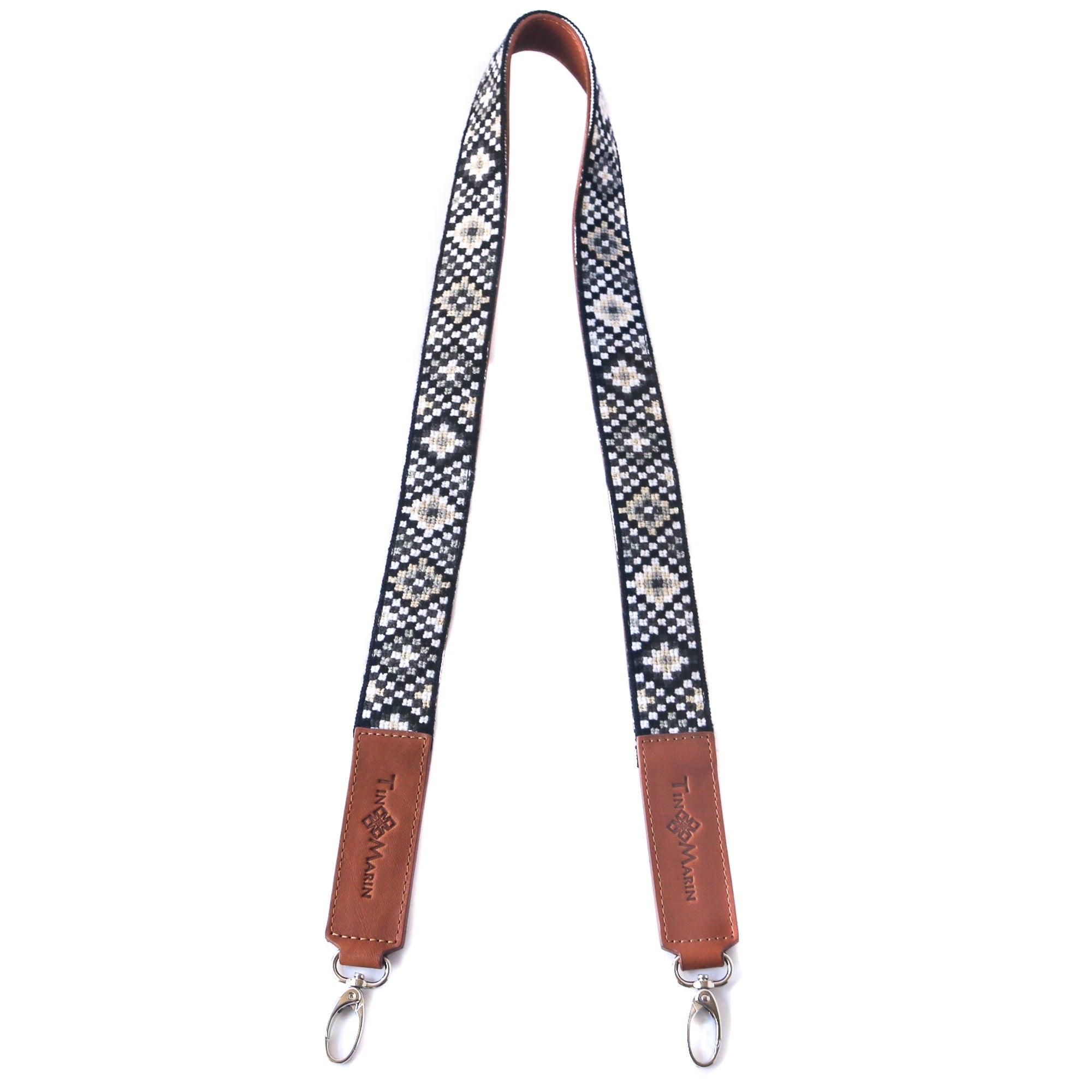 Mai Woven Bag Strap - Black & White with Leather by Tin Marin Brand - product image 6 for Resin Society