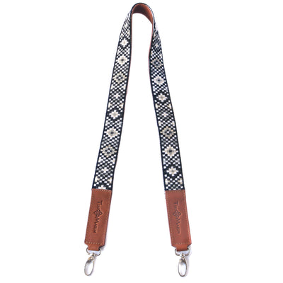 Mai Woven Bag Strap - Black & White with Leather by Tin Marin Brand - product image 6 for Resin Society
