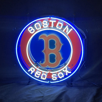 Boston Red Sox Logo Neon Sign Light mounted on wall