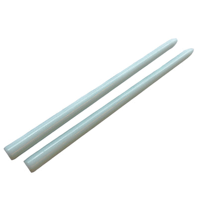 Pack of four extra tall taper candles in soft baby blue color