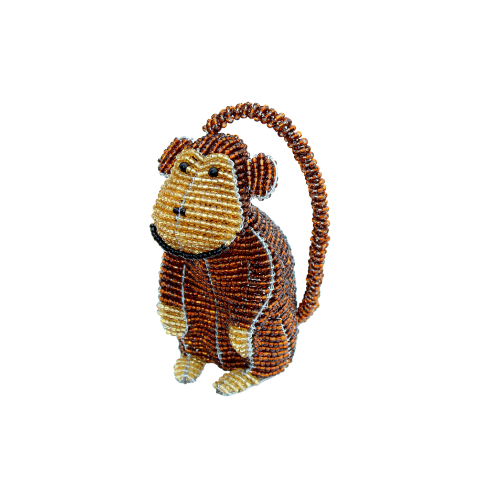 Handmade Beaded Baby Monkey – Haitian Artisan Animal Figurine by Beadworx by Extol Accessories