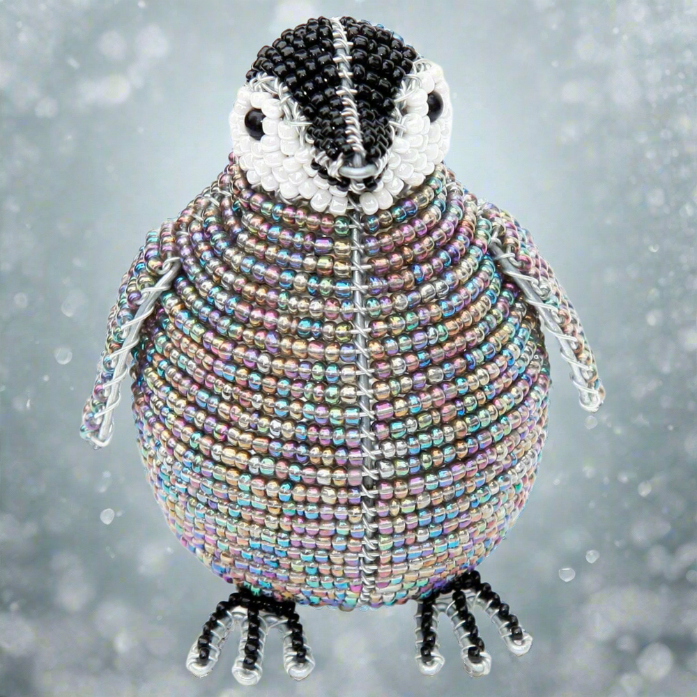 Hand sculpted and beaded Baby Penguin figurine