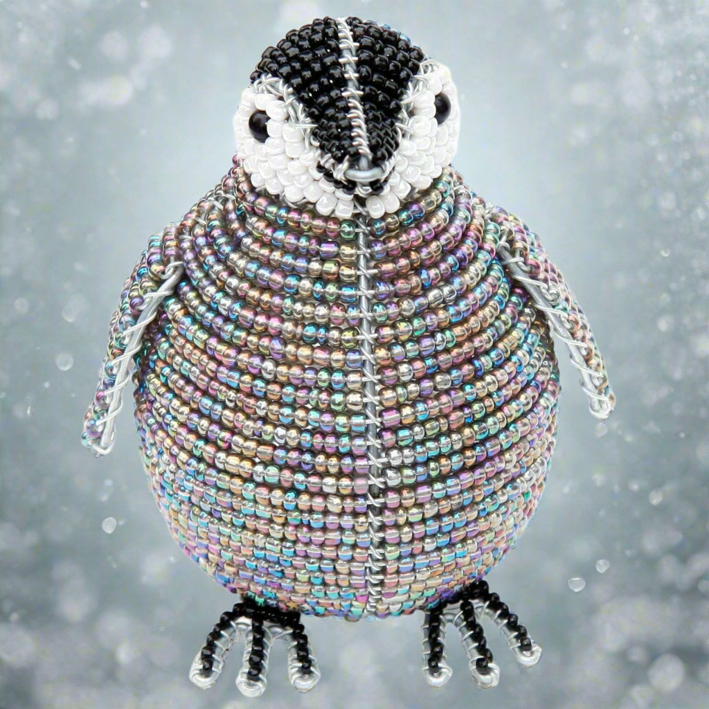 Hand sculpted and beaded Baby Penguin figurine