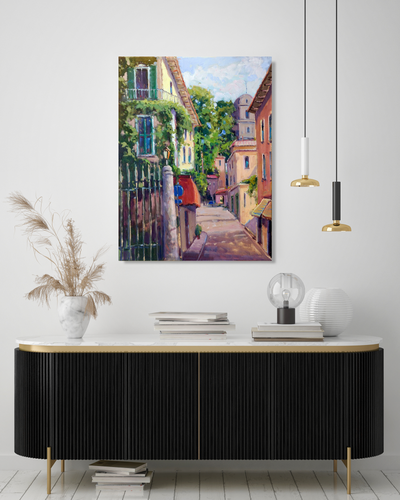 Balcony Artist Enhanced Canvas Print