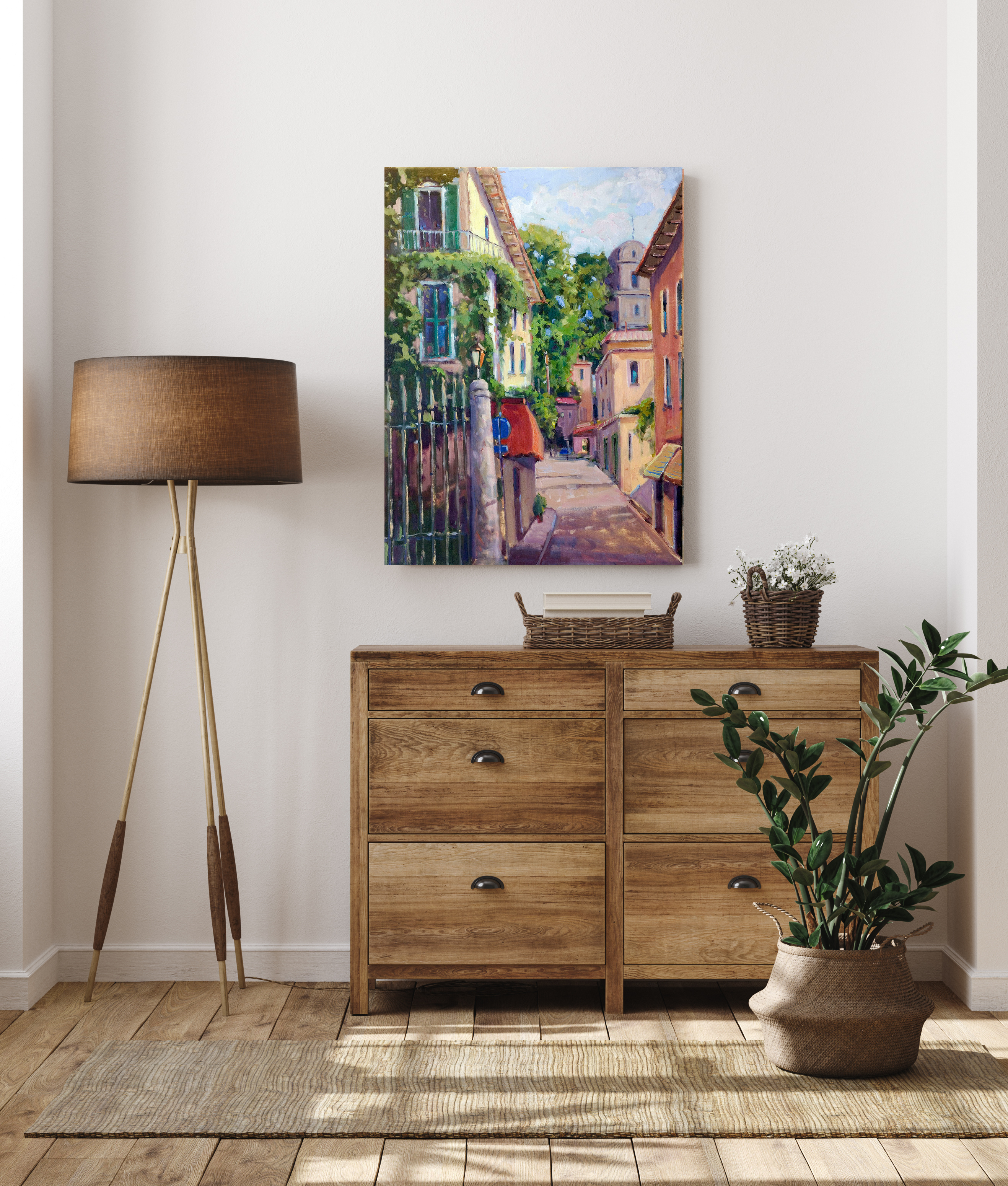 Balcony Artist Enhanced Canvas Print