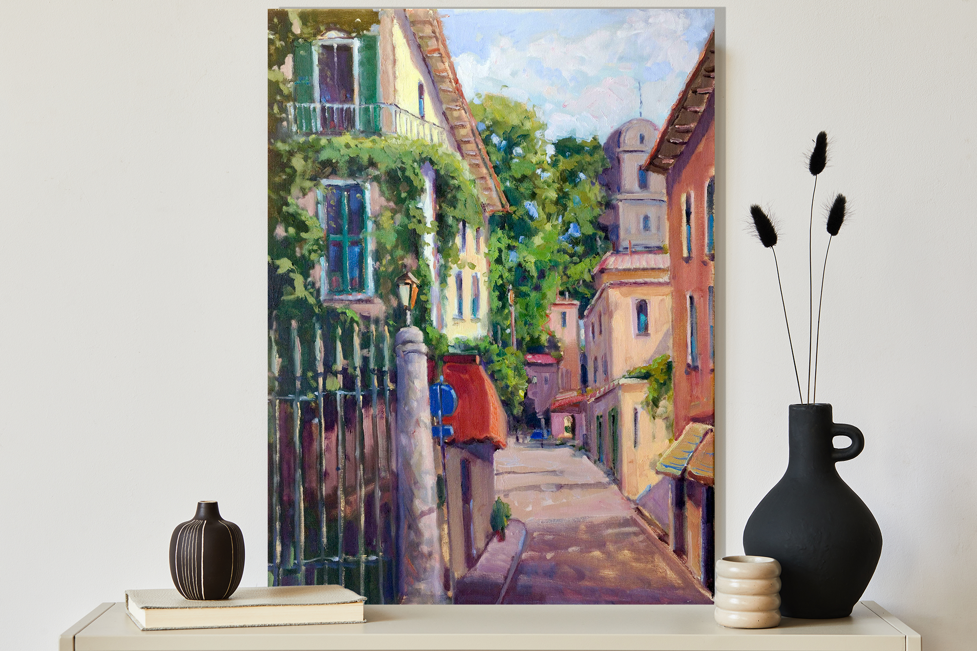 Balcony Artist Enhanced Canvas Print