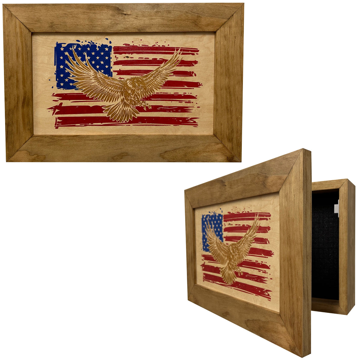 Bald Eagle & American Flag Patriotic Decorative Wall-Mounted Secure Gun by Bellewood Designs - main product image for Resin Society