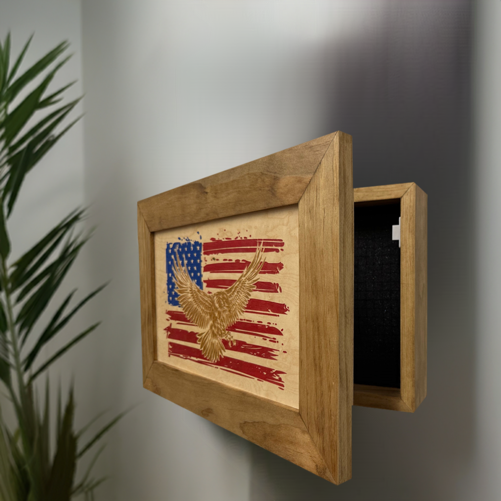 Bald Eagle & American Flag Patriotic Decorative Wall-Mounted Secure Gun by Bellewood Designs - product image 2 for Resin Society
