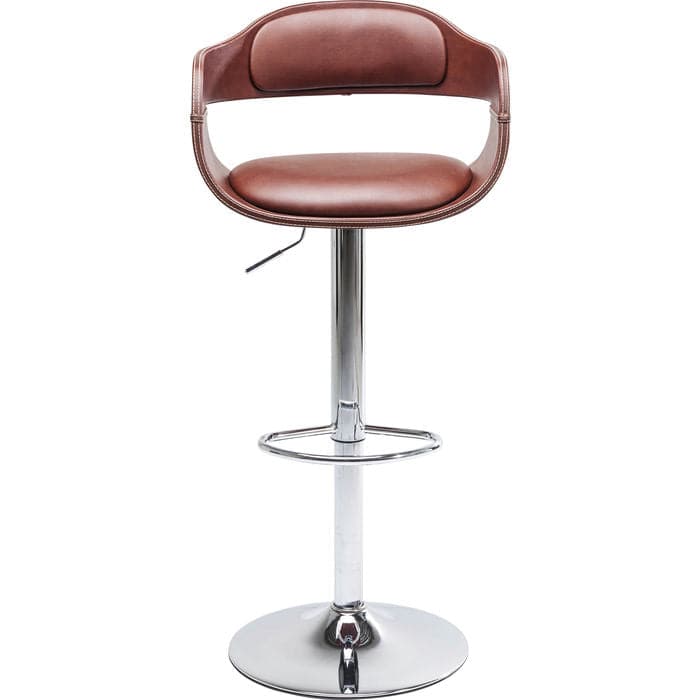 Bar Stool Monaco Nougat with curved padded seat and chrome metal base