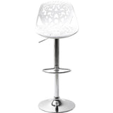 Bar Stool Ornament White shown from multiple angles with smooth white seat shell and chrome base detail in product photos.