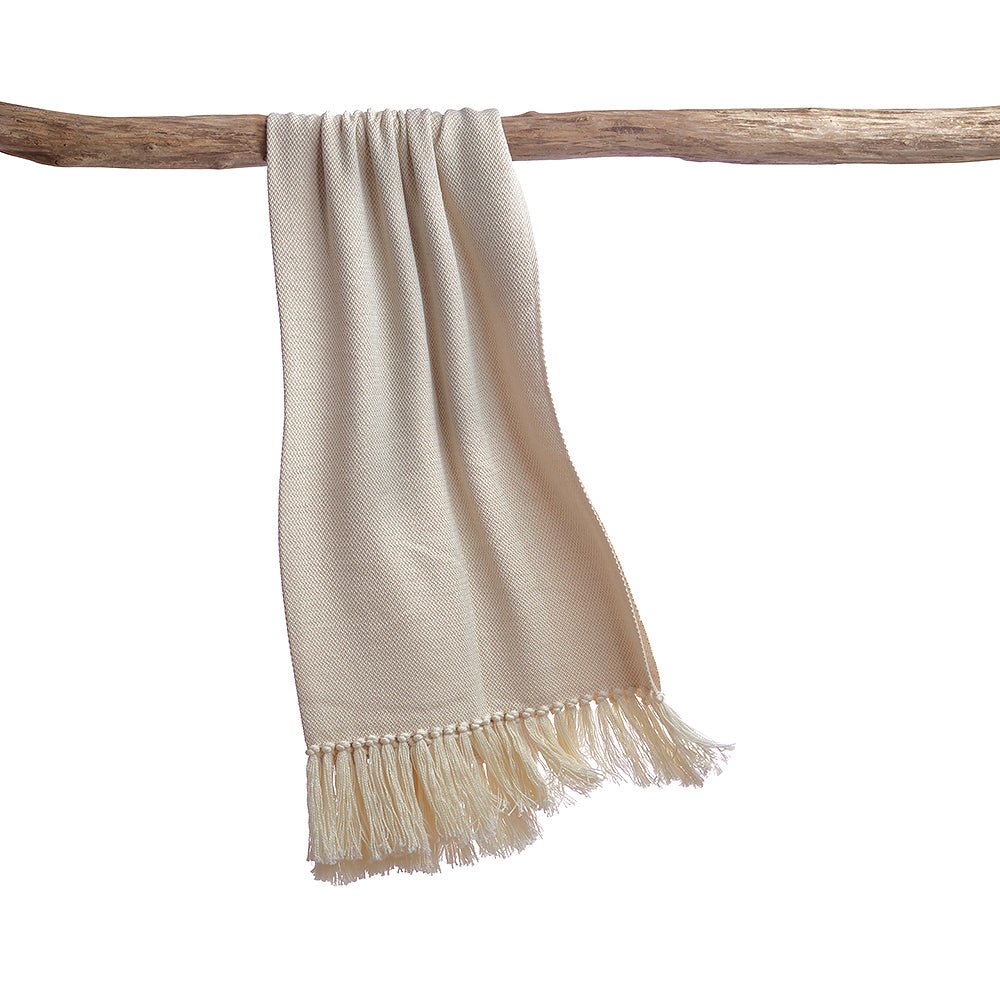 Melange Ivory Luxury Throw Blanket by Homelosophy