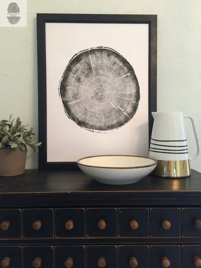 Big Cottonwood Canyon, Tree Ring Print, Woodcut, Utah Art, Botanical Print, Father's Day Art, Arborist Art Gift, Dendrology, Hand Pressed