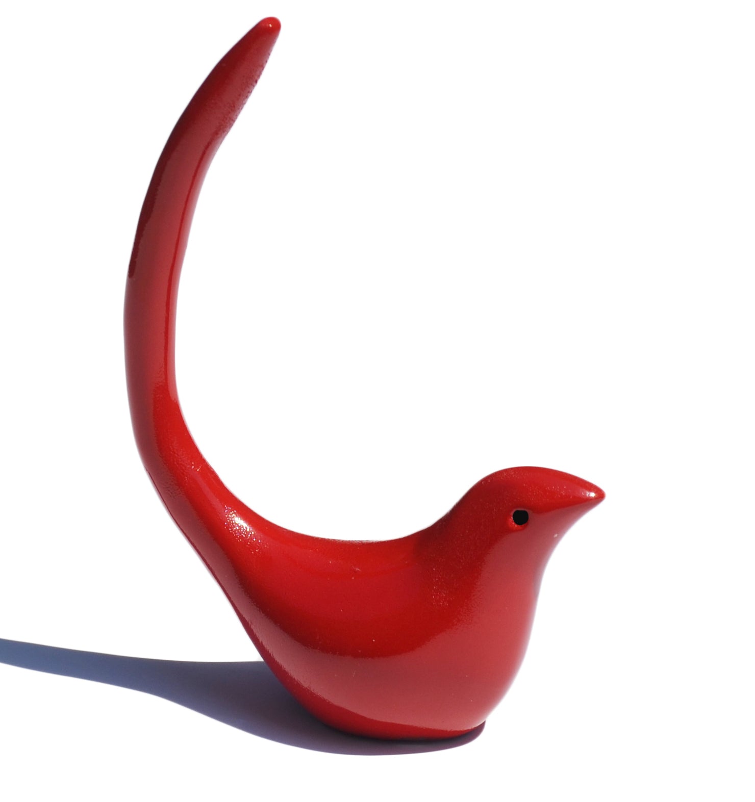 Vibhsa red bird ring holder jewelry stand on a white background