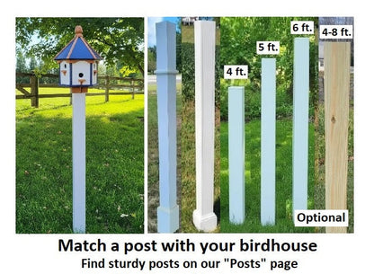 Amish Poly Gazebo Birdhouse with three nesting holes in outdoor setting