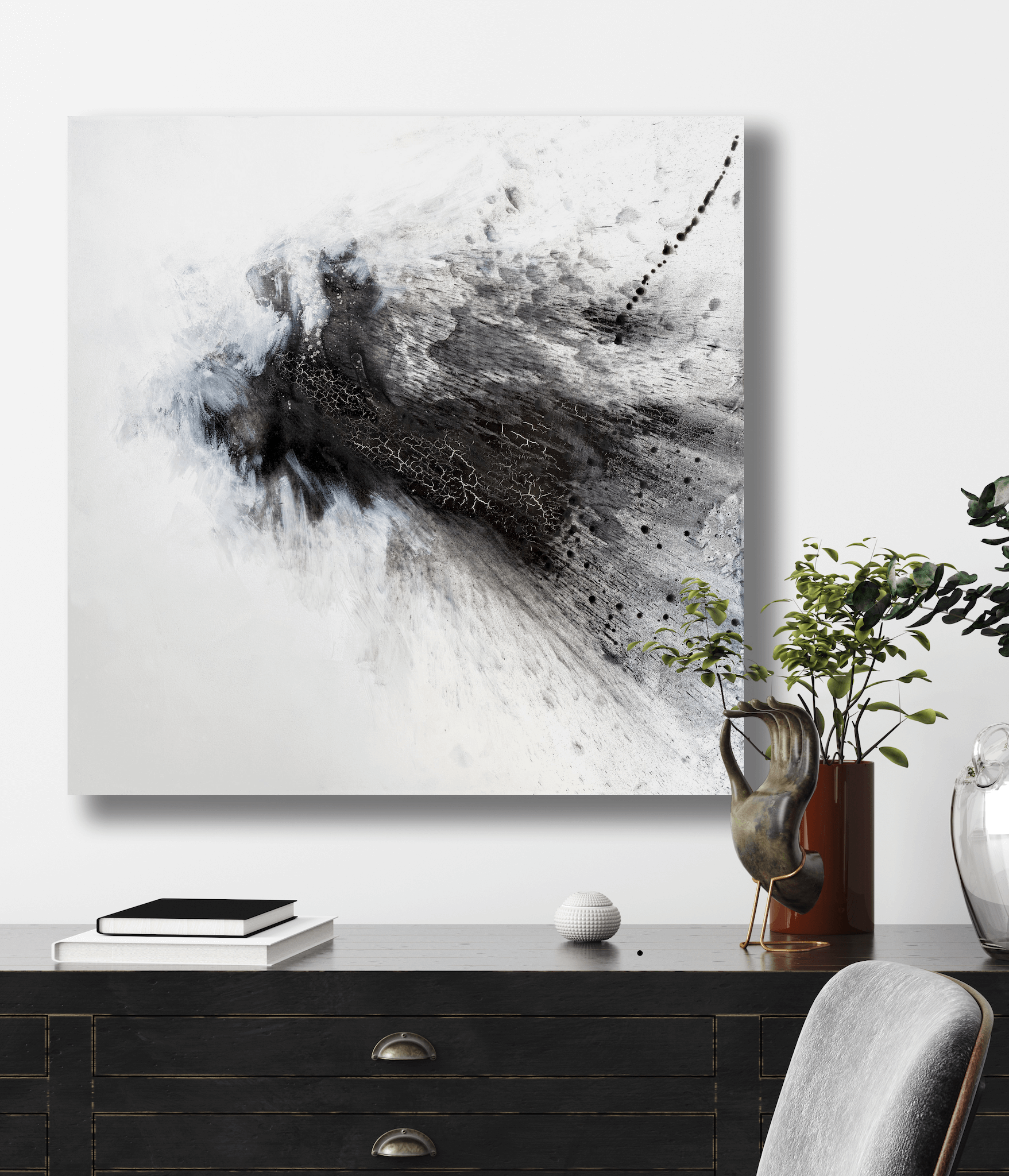 Black and Gray IV Artist Enhanced Canvas Print by John Beard Collection - product image 3 for Resin Society