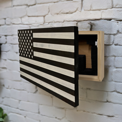 American Flag Decorative & Secure Wall-Mounted Gun Cabinet (Black & by Bellewood Designs - product image 2 for Resin Society