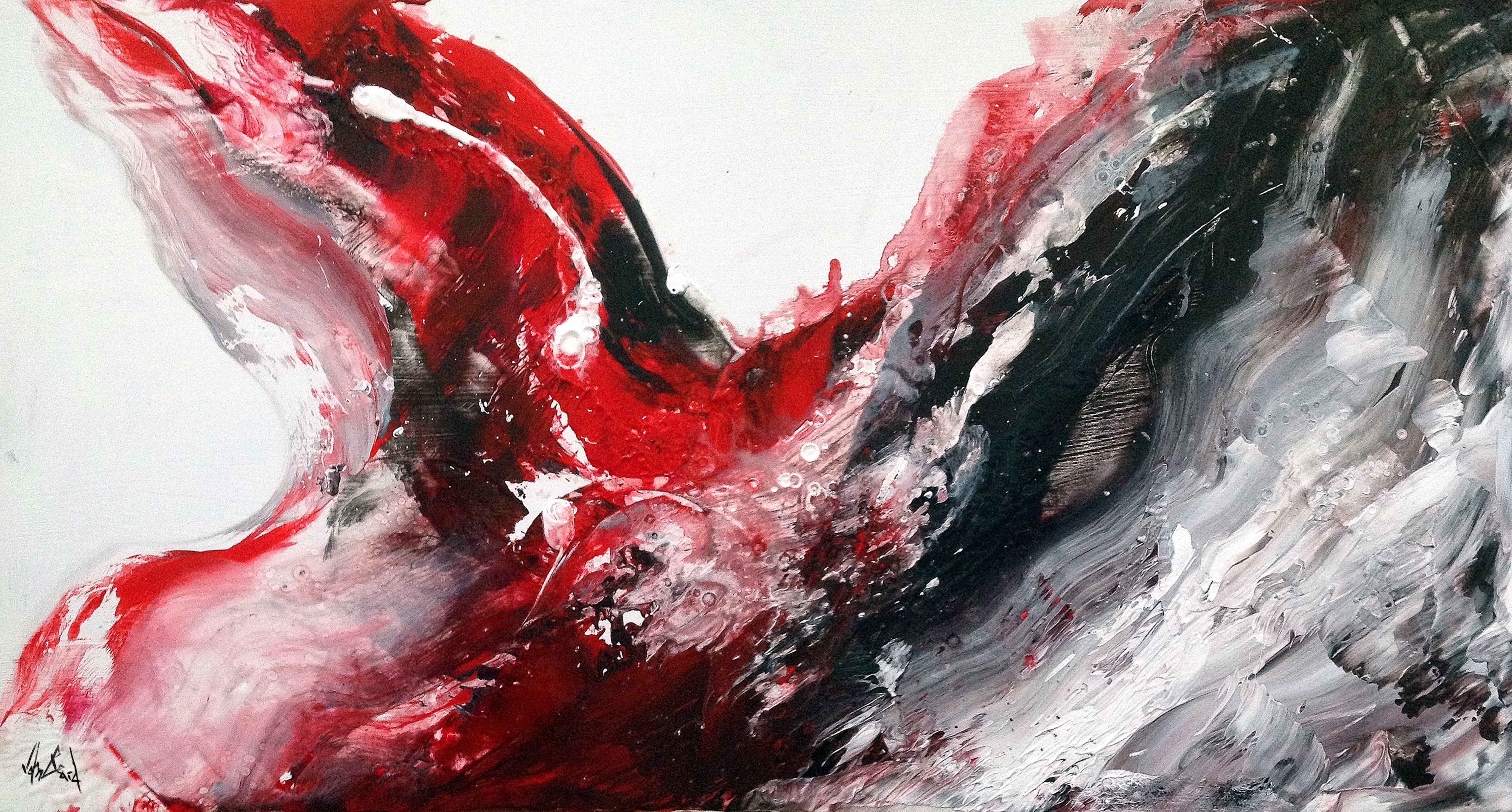 Black and Red Abstract Artist Enhanced Canvas Print by John Beard Collection - main product image for Resin Society