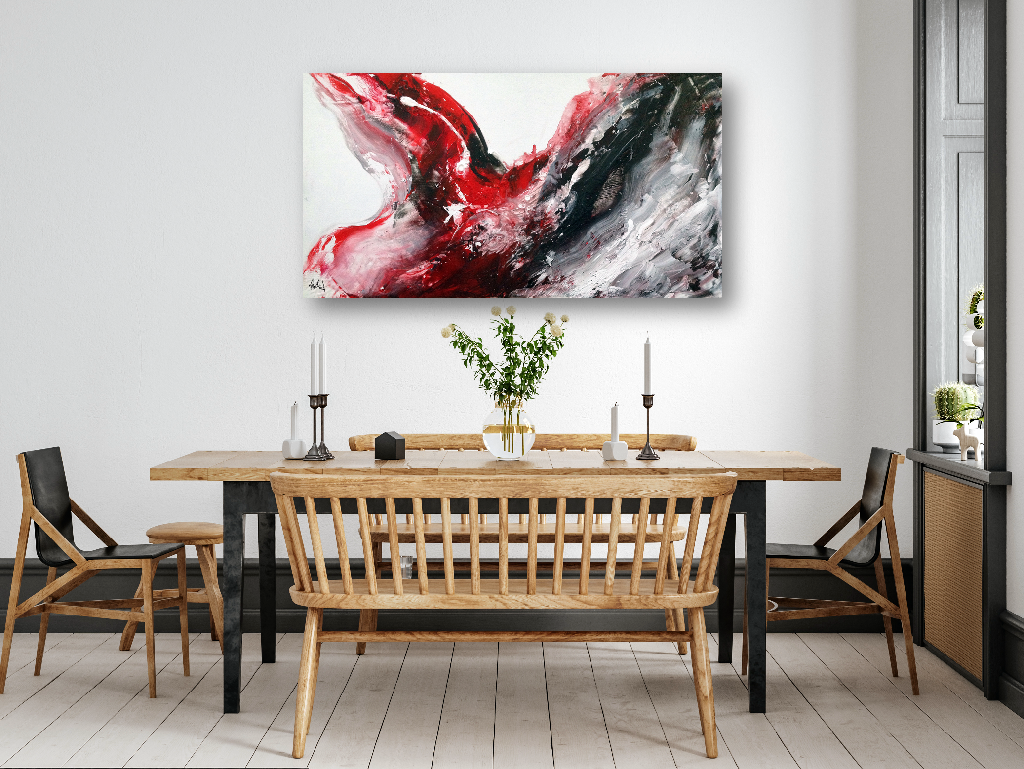 Black and Red Abstract Artist Enhanced Canvas Print by John Beard Collection - product image 3 for Resin Society