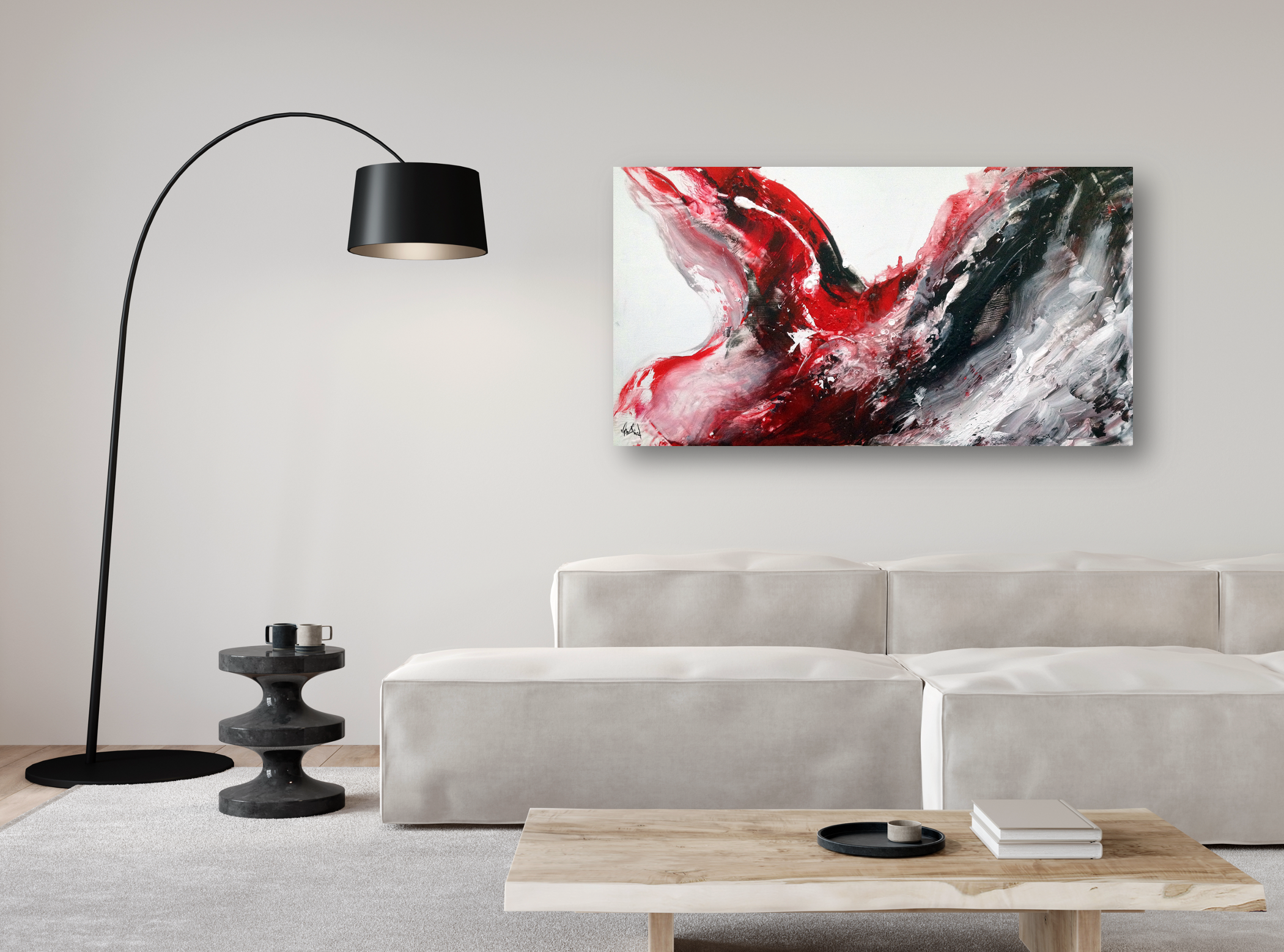 Black and Red Abstract Artist Enhanced Canvas Print by John Beard Collection - product image 4 for Resin Society