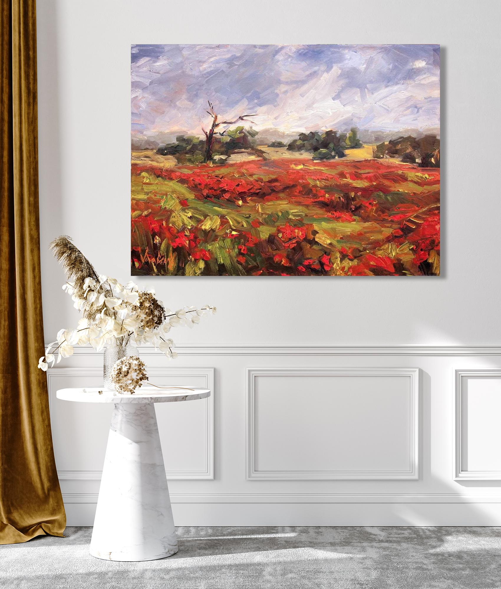 Blaze of Poppies Artist Enhanced Canvas Print by John Beard Collection - product image 3 for Resin Society