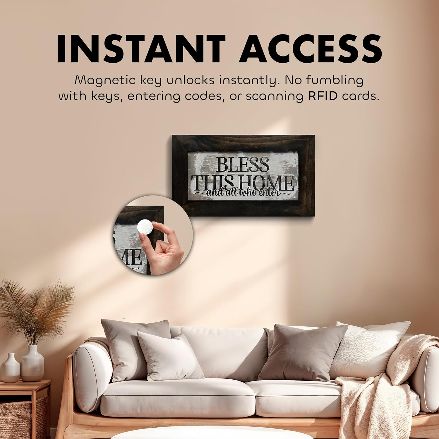 Bless This Home and All Who Enter Hidden Gun Storage Wall Decor by Bellewood Designs - product image 2 for Resin Society