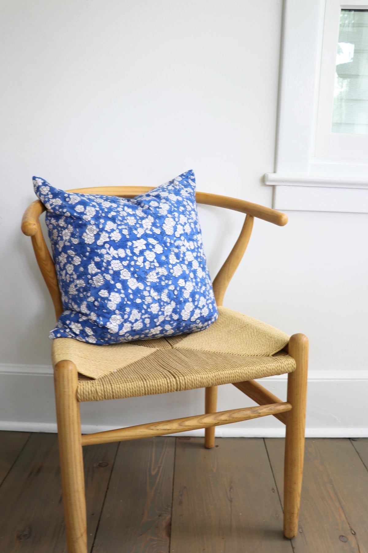 Blue Floral Throw Pillow by Sarah Spiegel - main product image for Resin Society