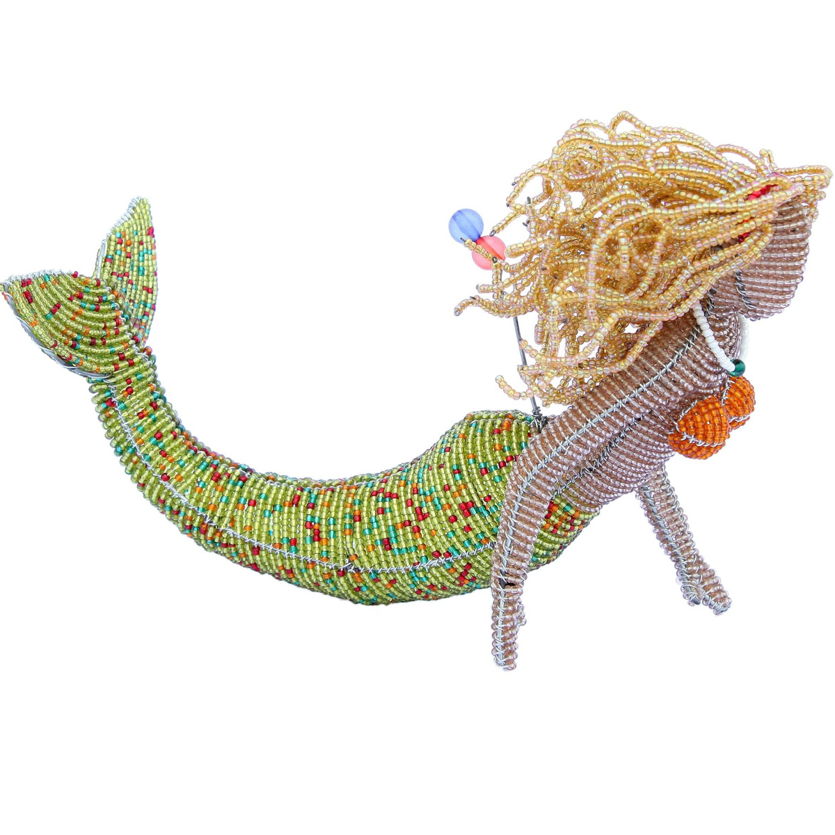Beadworx Blonde Mermaid hand-beaded tropical figurine