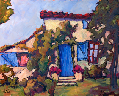 Blue Door Artist Enhanced Canvas Print by John Beard Collection - main product image for Resin Society