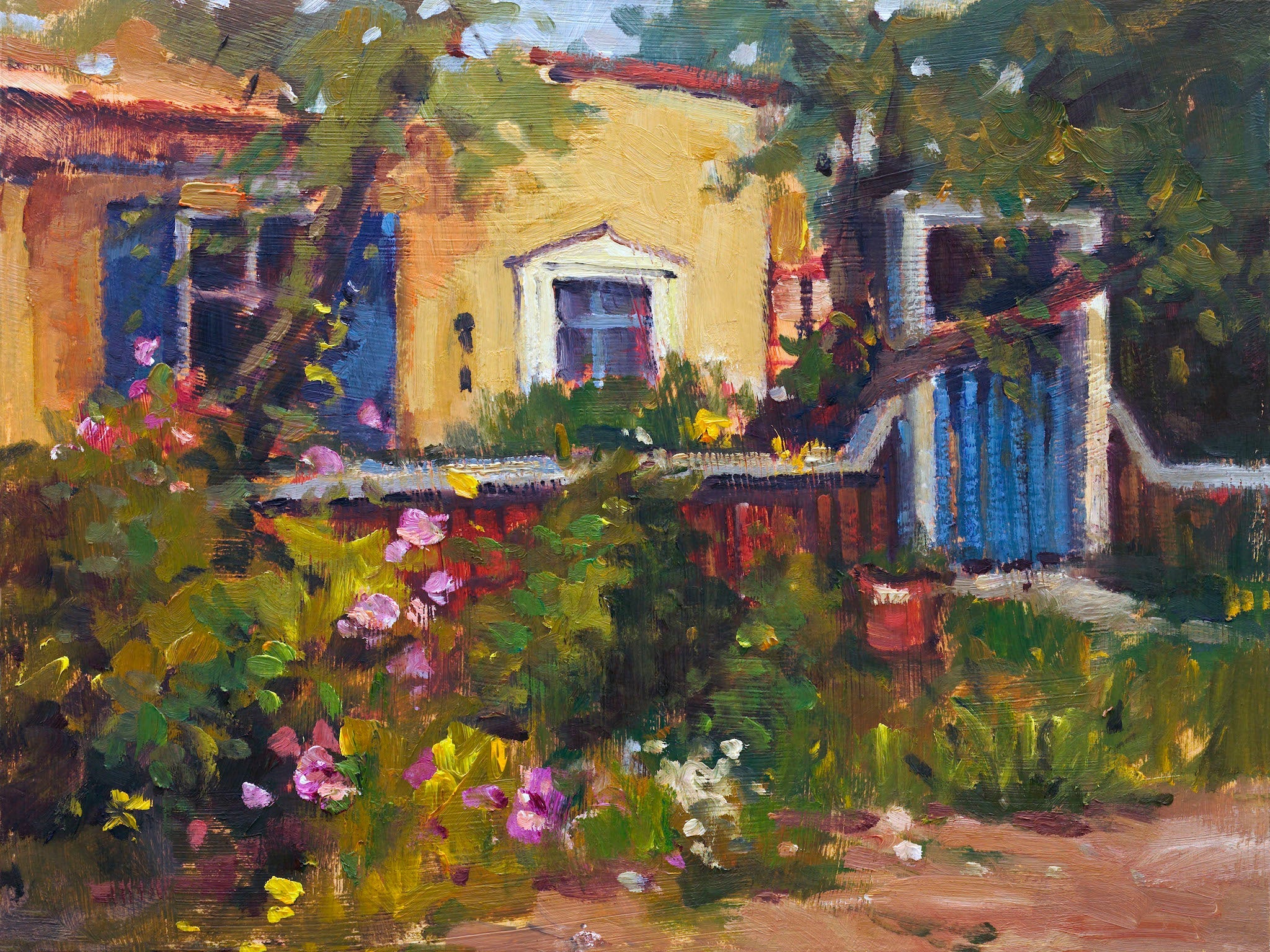 Blue Gate Artist Enhanced Canvas Print showing coastal landscape artwork by John Beard