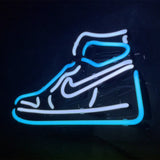 Blue Sneaker Neon Signs Light by Neon Signs Land glowing brightly on wall