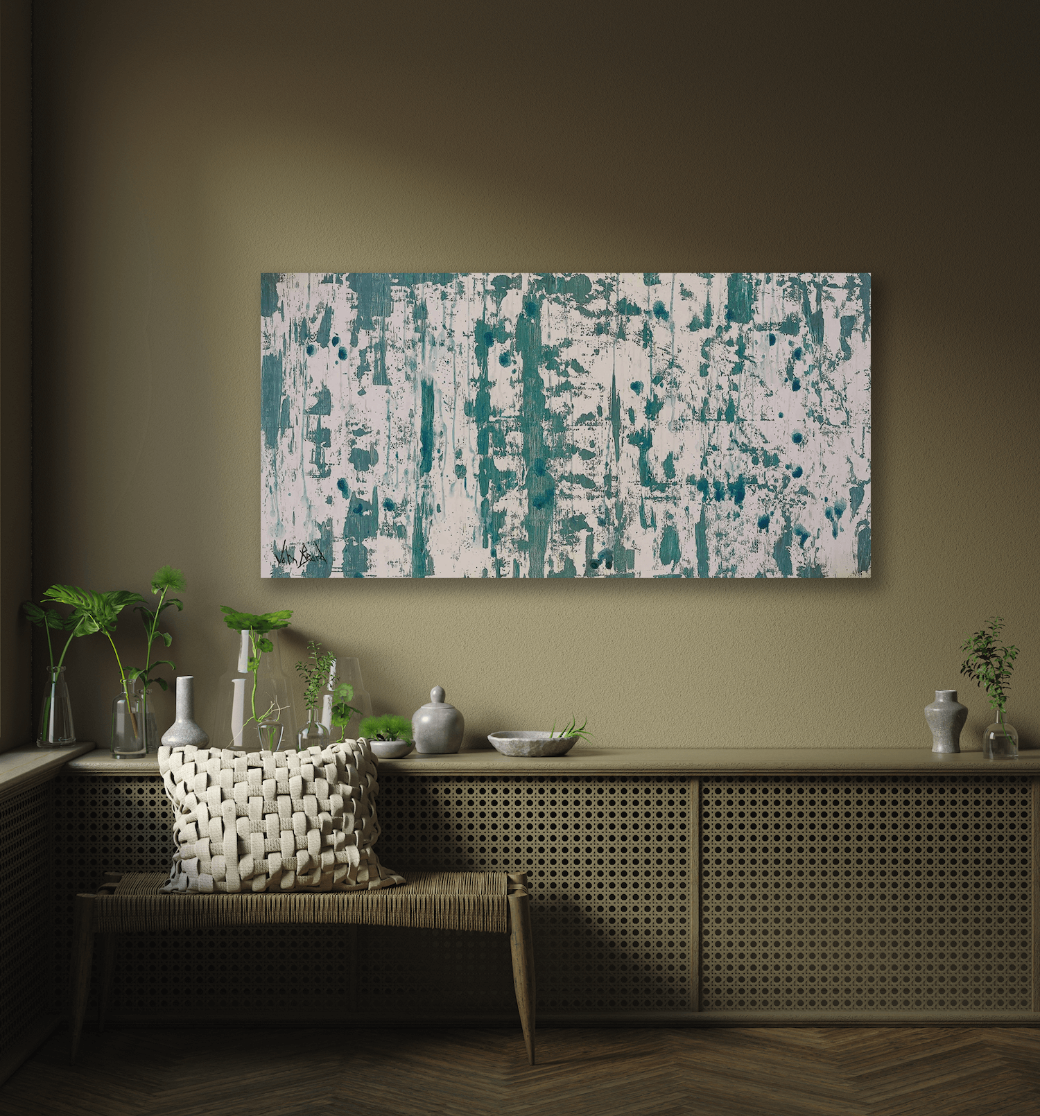 Blue on Green II Artist Enhanced Canvas Print by John Beard Collection - product image 2 for Resin Society