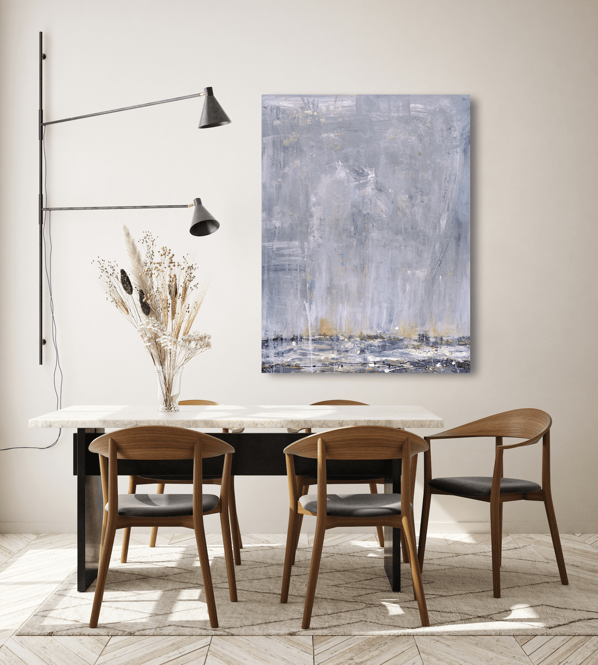 Blue Rain I Artist Enhanced Canvas Print by John Beard Collection - product image 3 for Resin Society