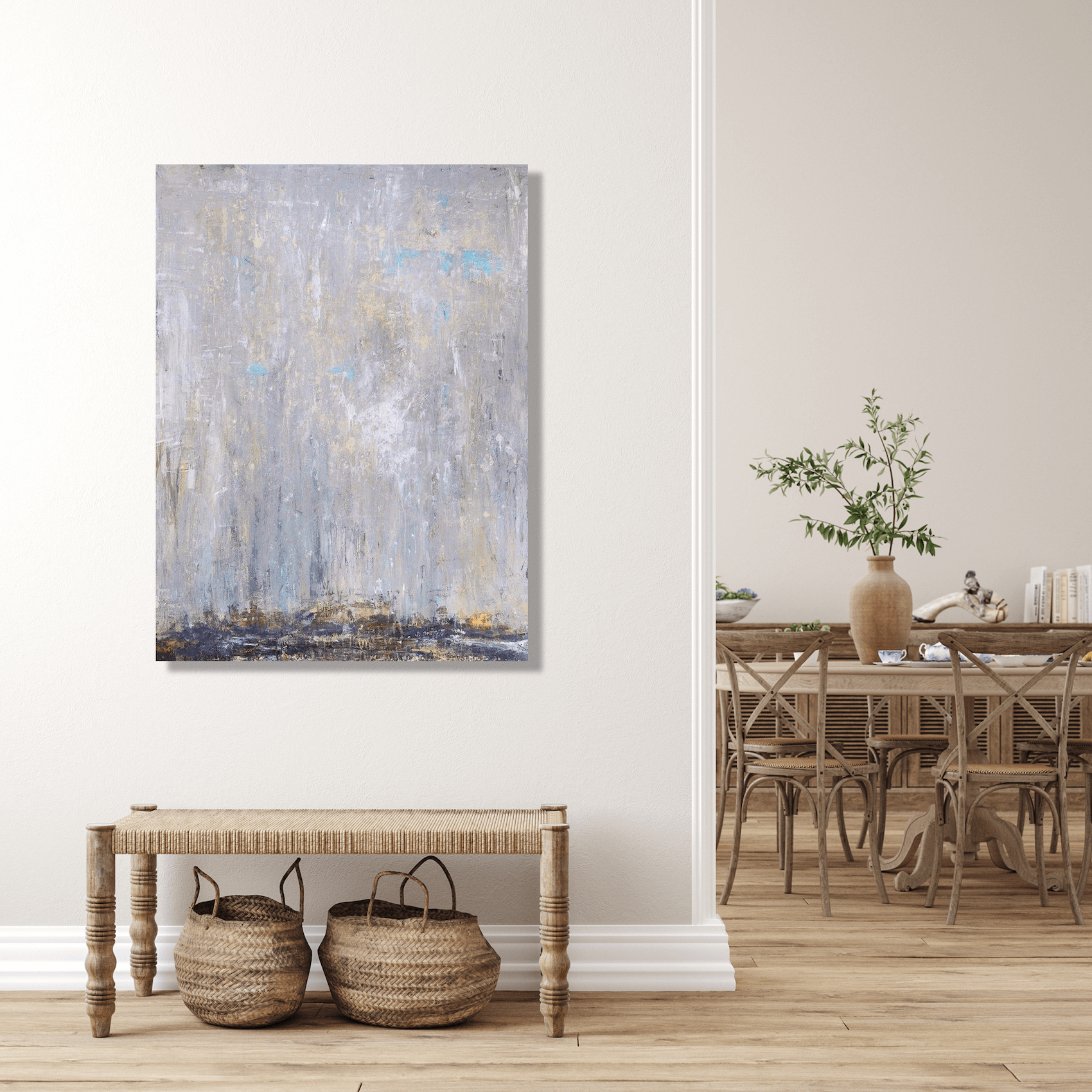 Blue Rain III Artist Enhanced Canvas Print by John Beard Collection - product image 2 for Resin Society