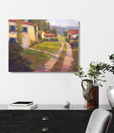 Blue Shutters Artist Enhanced Canvas Print