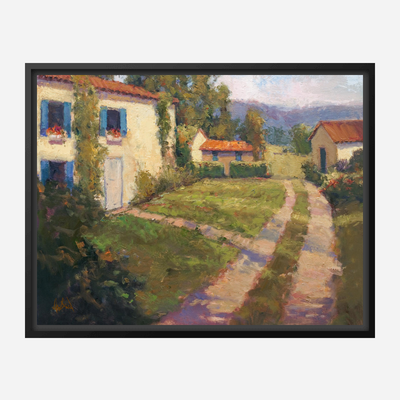 Blue Shutters Artist Enhanced Canvas Print