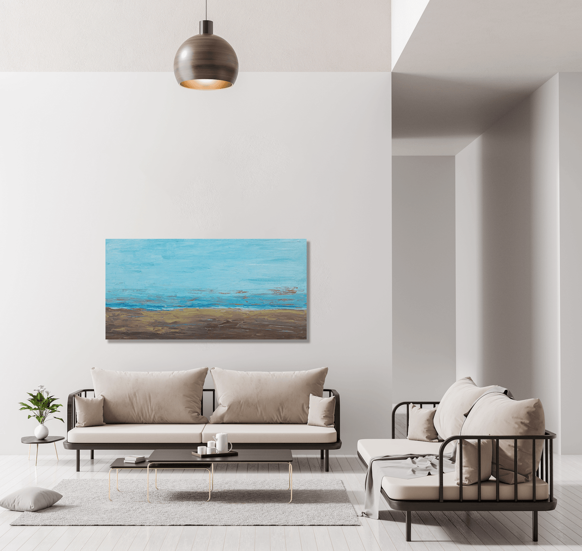 Blue and Tan Artist Enhanced Canvas Print by John Beard Collection - product image 2 for Resin Society