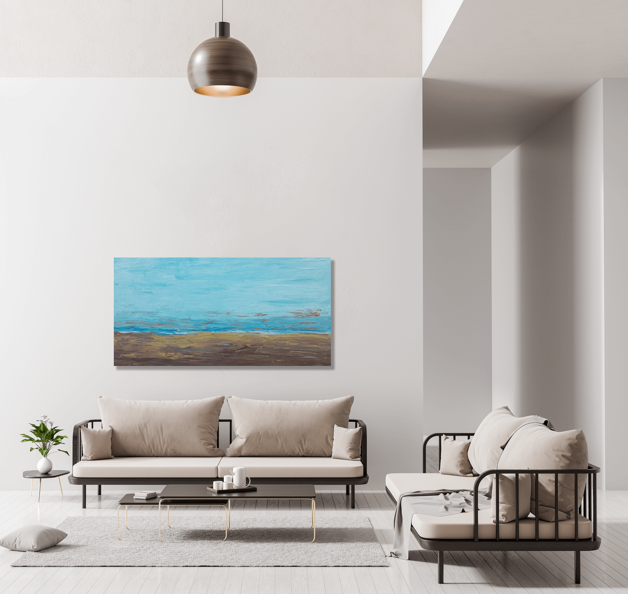 Blue and Tan Artist Enhanced Canvas Print by John Beard Collection - product image 2 for Resin Society