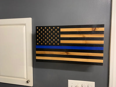 Blue Line American Flag Hidden Gun Storage by Bellewood Designs - product image 9 for Resin Society
