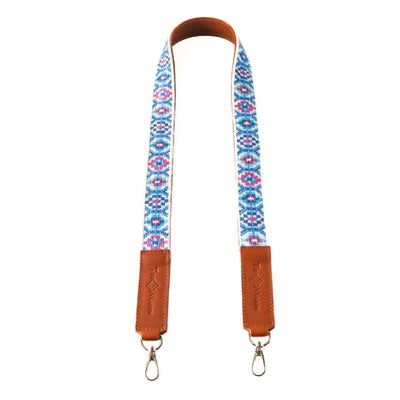 Mai Woven Bag Strap - Blue & Pink with Leather by Tin Marin Brand - main product image for Resin Society
