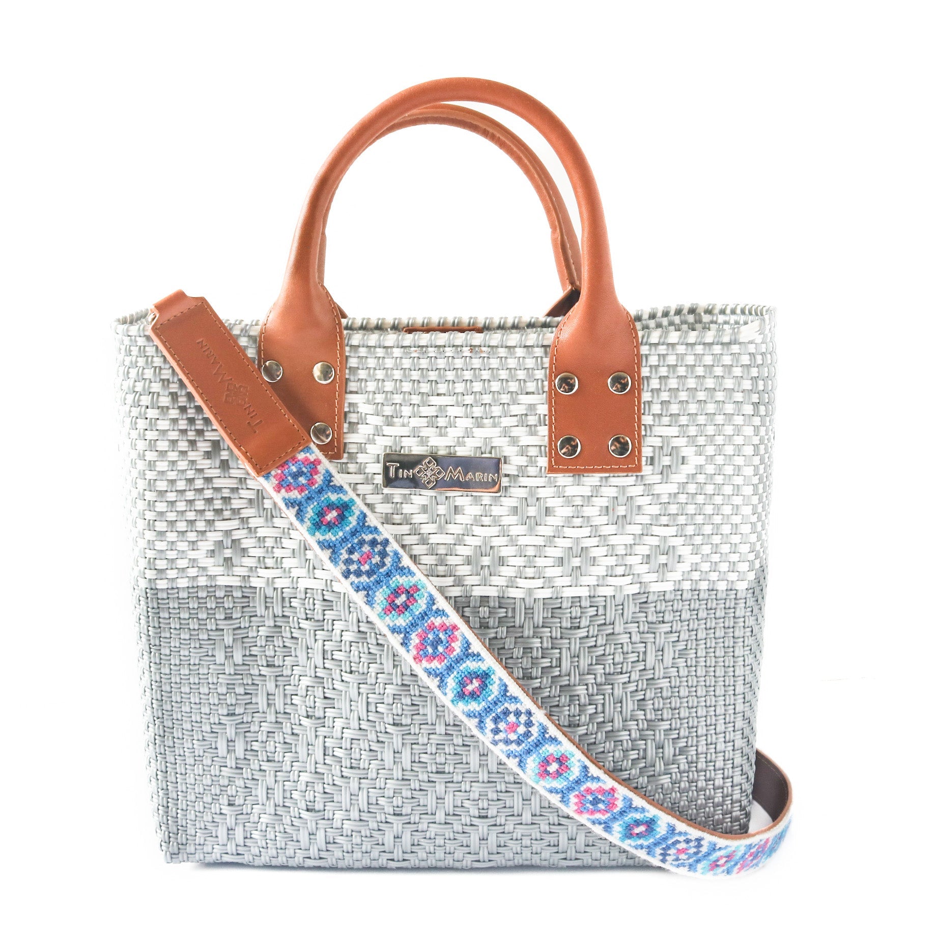 Mai Woven Bag Strap - Blue & Pink with Leather by Tin Marin Brand - product image 2 for Resin Society