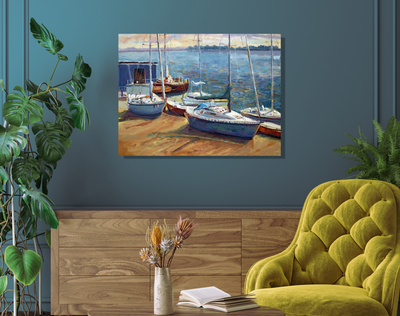 Boats of Borge Artist Enhanced Canvas Print by John Beard Collection - product image 4 for Resin Society