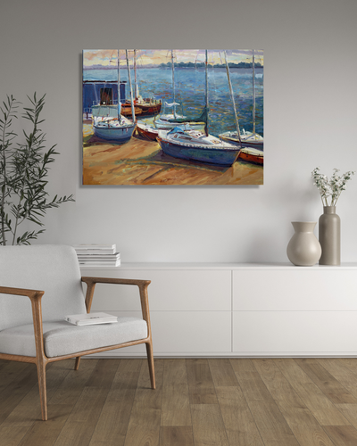 Boats of Borge Artist Enhanced Canvas Print by John Beard Collection - product image 2 for Resin Society