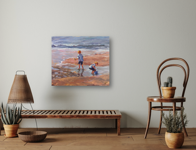 Boys on the Beach Artist Enhanced Canvas Print by John Beard Collection - product image 2 for Resin Society