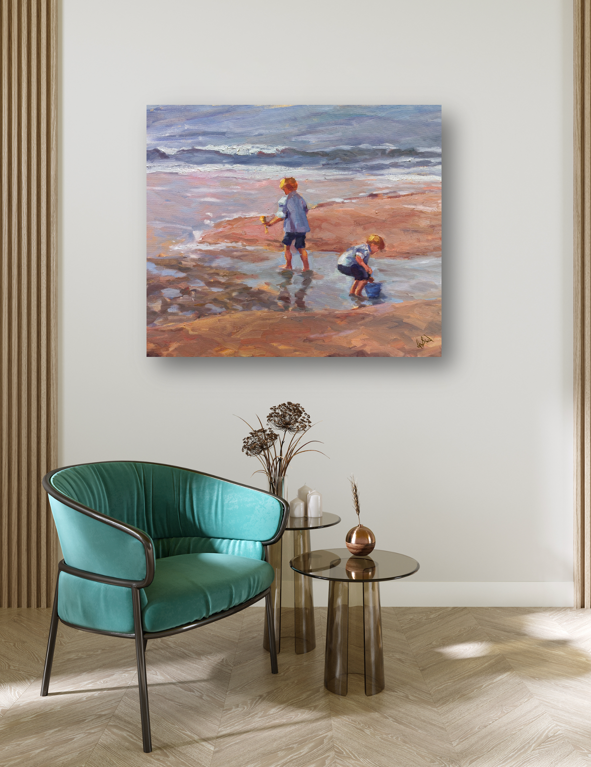 Boys on the Beach Artist Enhanced Canvas Print by John Beard Collection - product image 4 for Resin Society