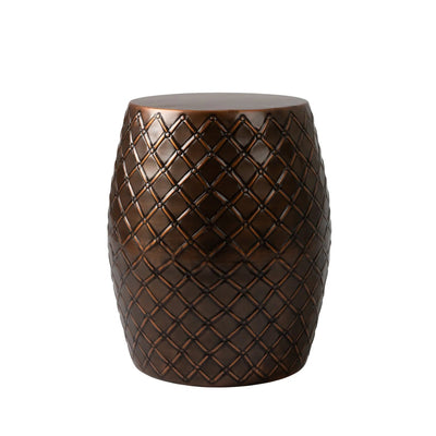 Braga Metal Stool-Container in Copper Finish shown in multiple use cases