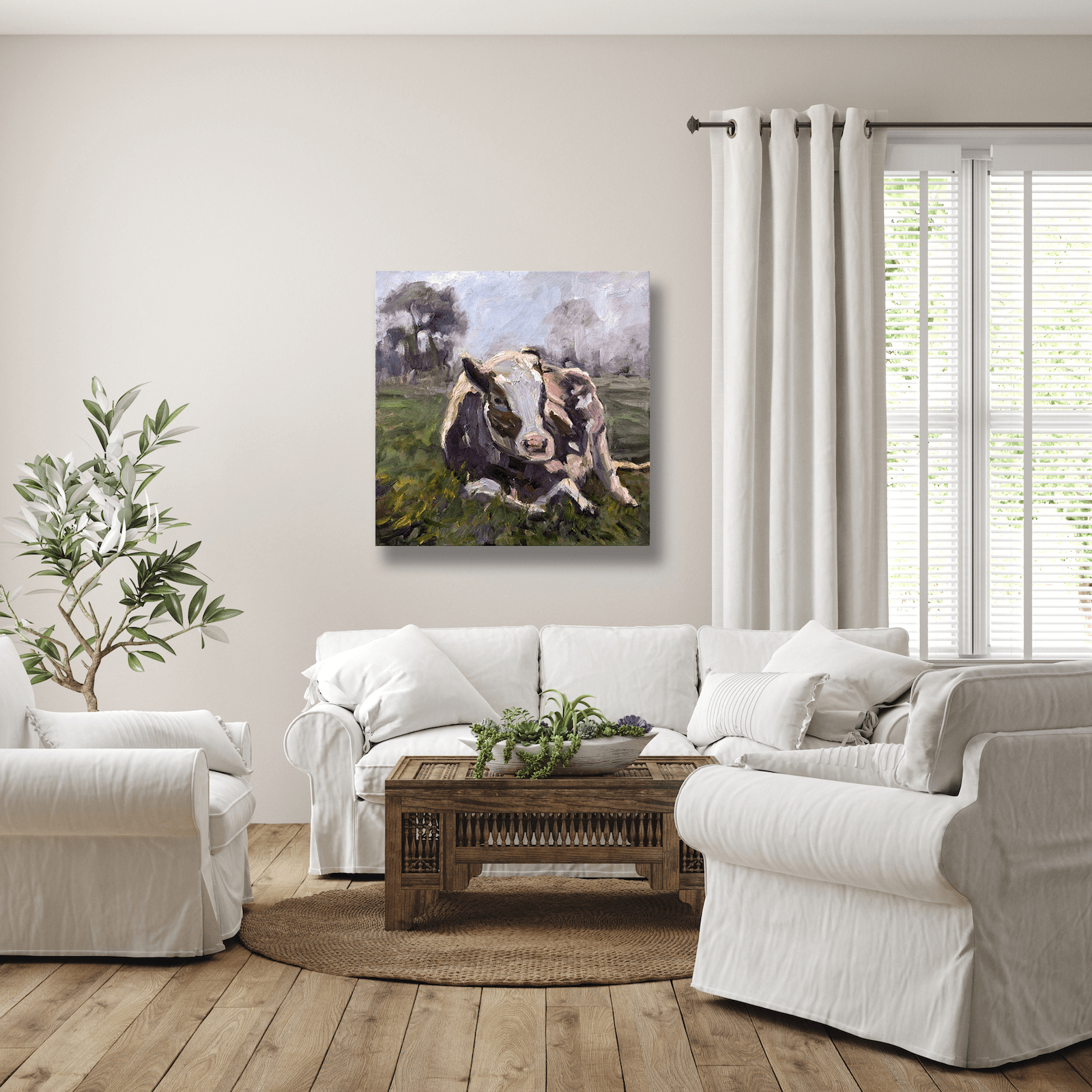 Brown Cow Artist Enhanced Canvas Print by John Beard Collection - product image 3 for Resin Society