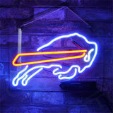 Buffalo Bills Neon Sign illuminated, mounted on metal grid backing