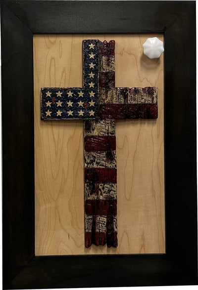 American Flag Cross Decorative Wall-Mounted Secure Gun Cabinet by Bellewood Designs - product image 10 for Resin Society