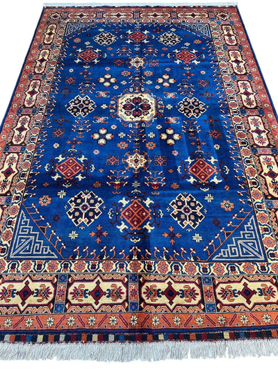 Hand-Knotted Afghan Kazak Rug – 6'6" x 9'7" – Vibrant Geometric Design by Rugistan - product image 3 for Resin Society