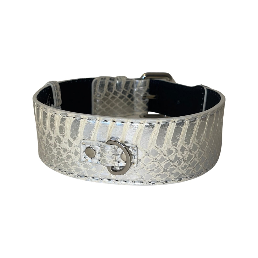 Stunning Silver Snake Classic Collar With Silver Classic Hardware by Allysa Payne Beverly Hills - product image 4 for Resin Society